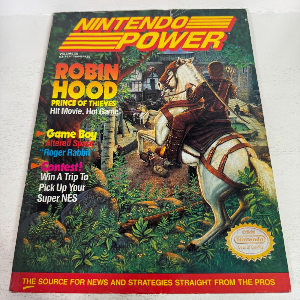Nintendo Power Magazine Volume 26 1991 Robin Hood Metroid Poster Game Boy NES